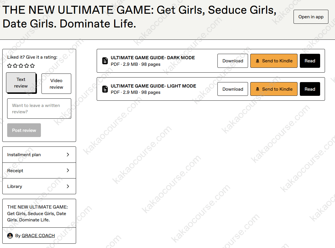 The New Ultimate Game: Get Girls, Seduce Girls, Date Girls. Dominate Life by Grace Coach The New Ultimate Game: Get Girls, Seduce Girls, Date Girls. Dominate Life by Grace Coach Free Download